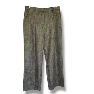 Jason Wu Pants Tweed Brown Black Gold Wide Plaid Dressy Office Trousers Size 10‎